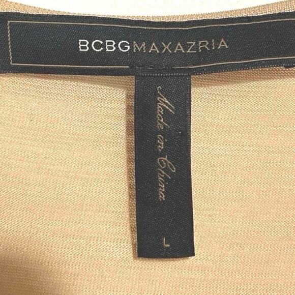 BCBG Sequin Tank Top Cami High Low Hem Tan Boho Contemporary Womans Size Large - Picture 5 of 10